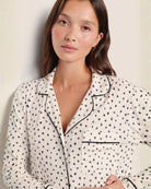 long sleeve pant modal pj set in white with black hearts all over by Eberjey