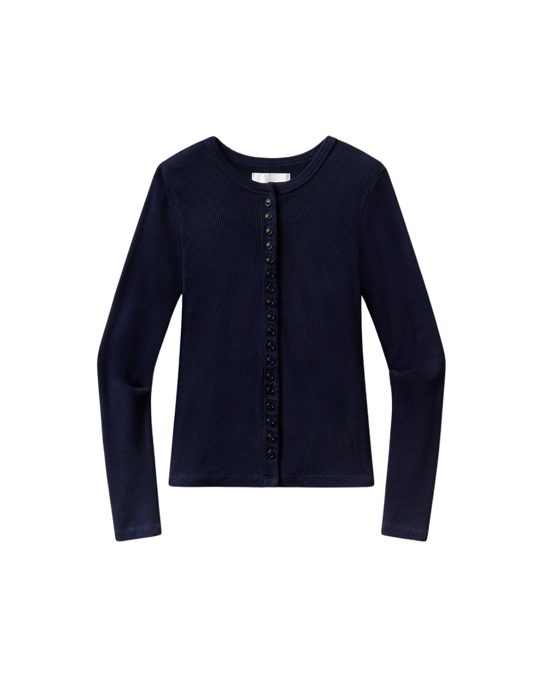 ribbed button cardigan in navy