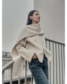 cream jacket with scarf