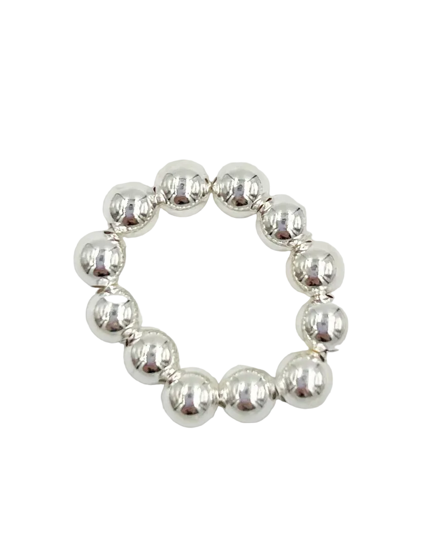 statement silver beaded ring