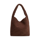 woven suede shoulder bag in brown