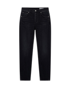 straight high rise black denim pant