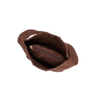 woven suede shoulder bag in brown