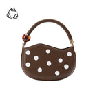 Brown handbag with white polka dots 