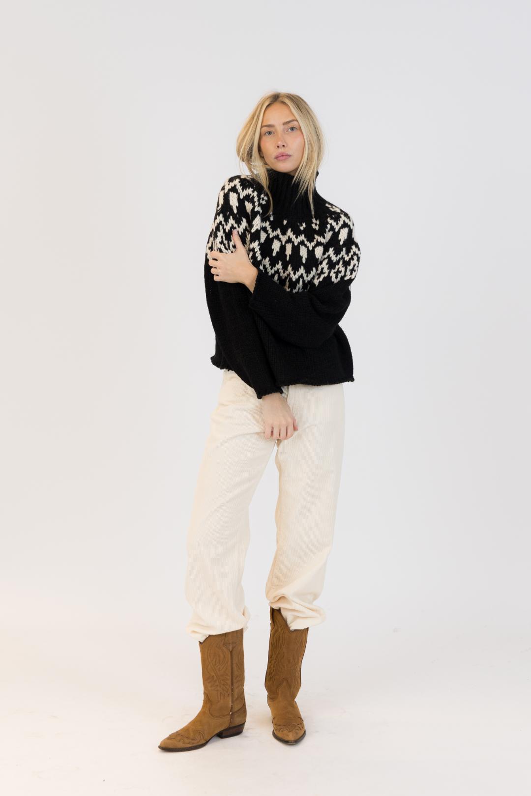 black and white fairisle sweater 