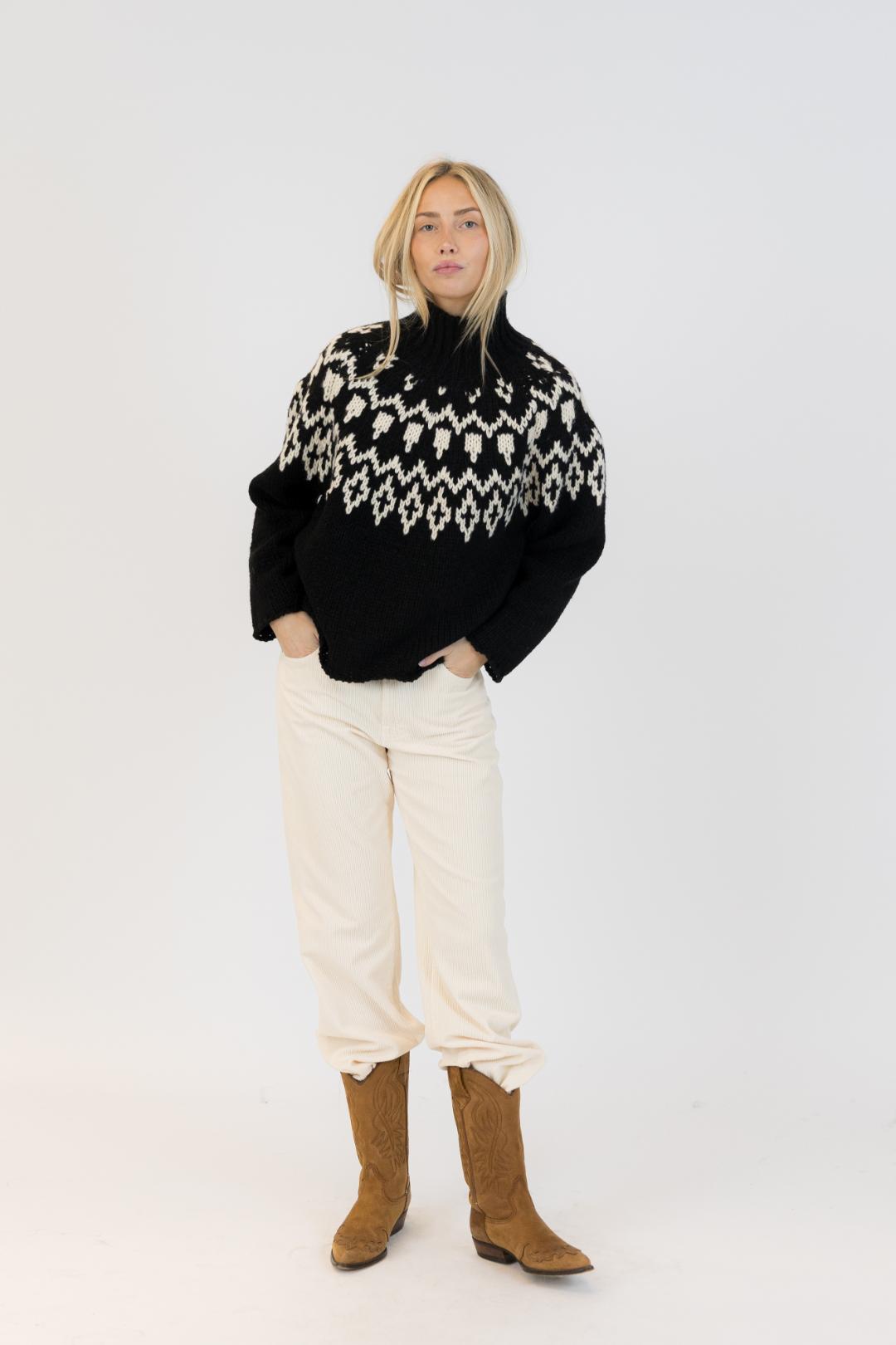 black and white fairisle sweater 