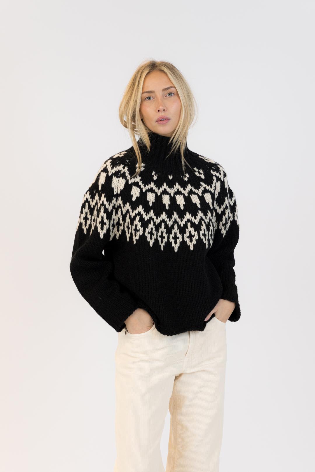 black and white fairisle sweater 