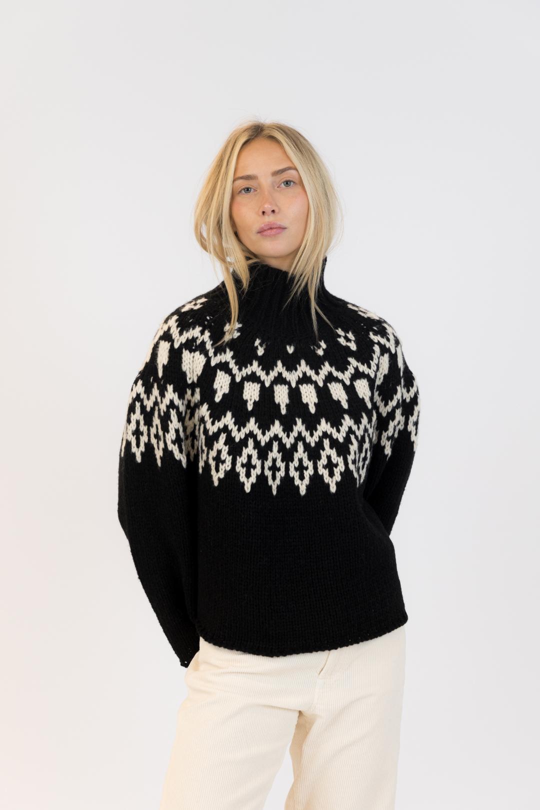 black and white fairisle sweater 