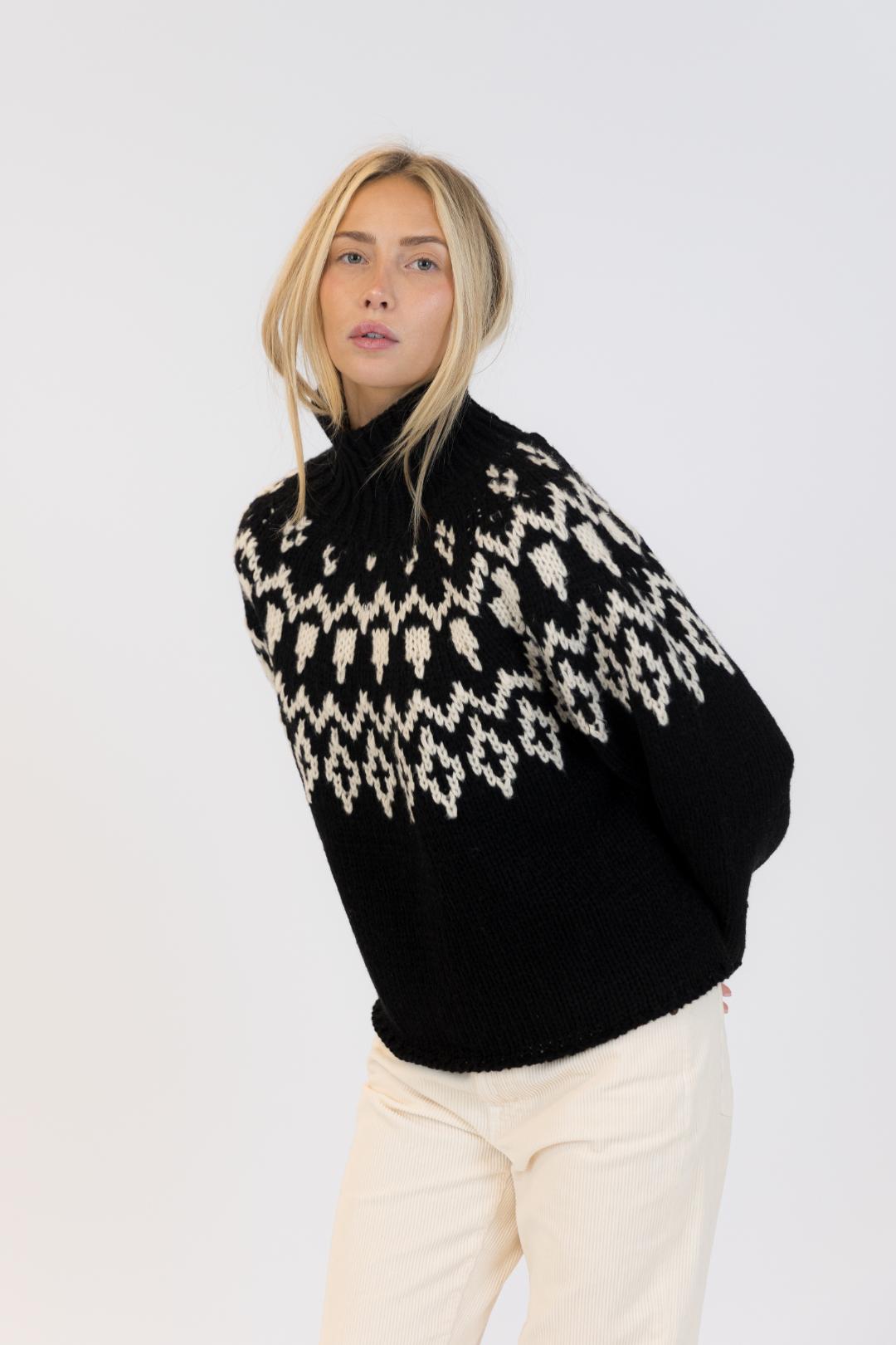 black and white fairisle sweater 