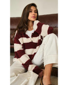 collar sweater with red and white stripes