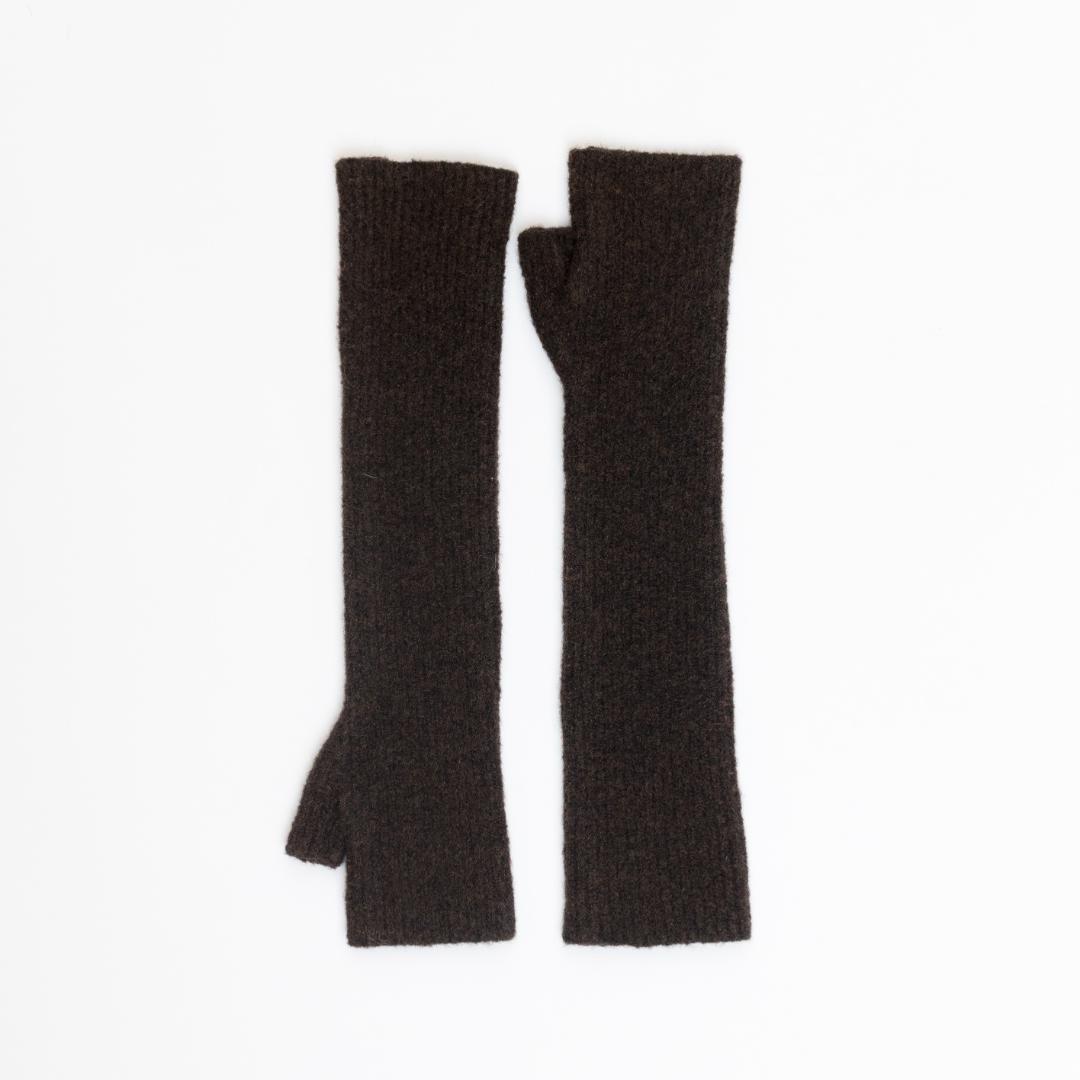 brown knit arm warmers