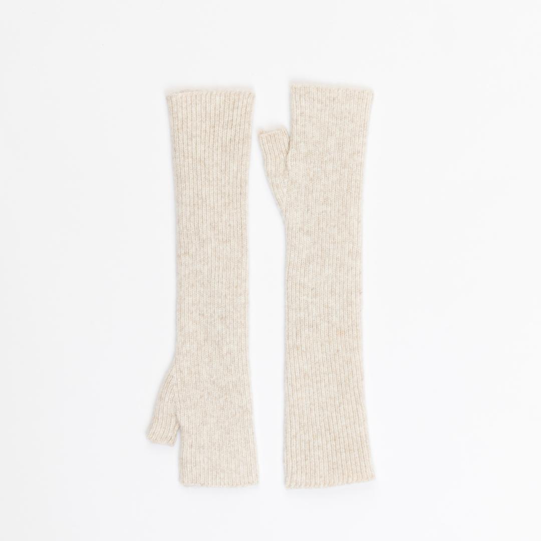 beige knit arm warmers