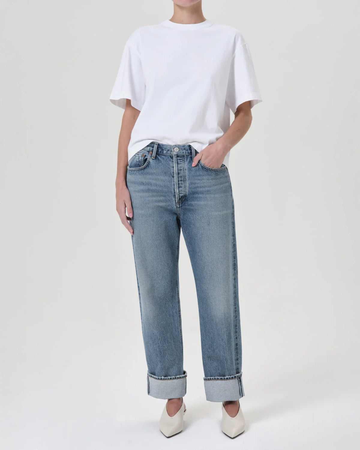 Agolde Fran Low Slung Straight Jeans in Invention