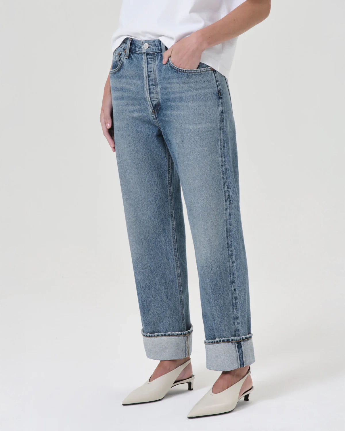 Agolde Fran Low Slung Straight Jeans in Invention