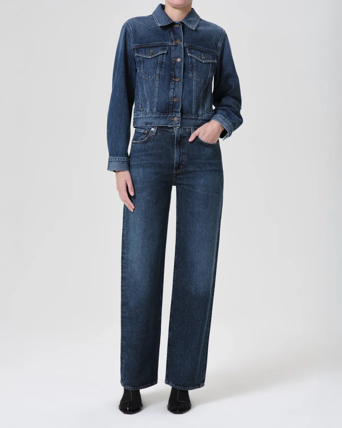 Agolde Harper Straight Stretch Denim Jeans in Tempo