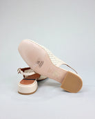 The Angel Alarcon Caroline sling back mesh ivory shoe with a little heel and round toe 