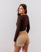 Apres Actif Essential Ribbed Long Sleeve Top in Brown