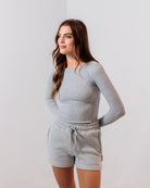 Apres Actif Essential Ribbed Long Sleeve Top in Grey