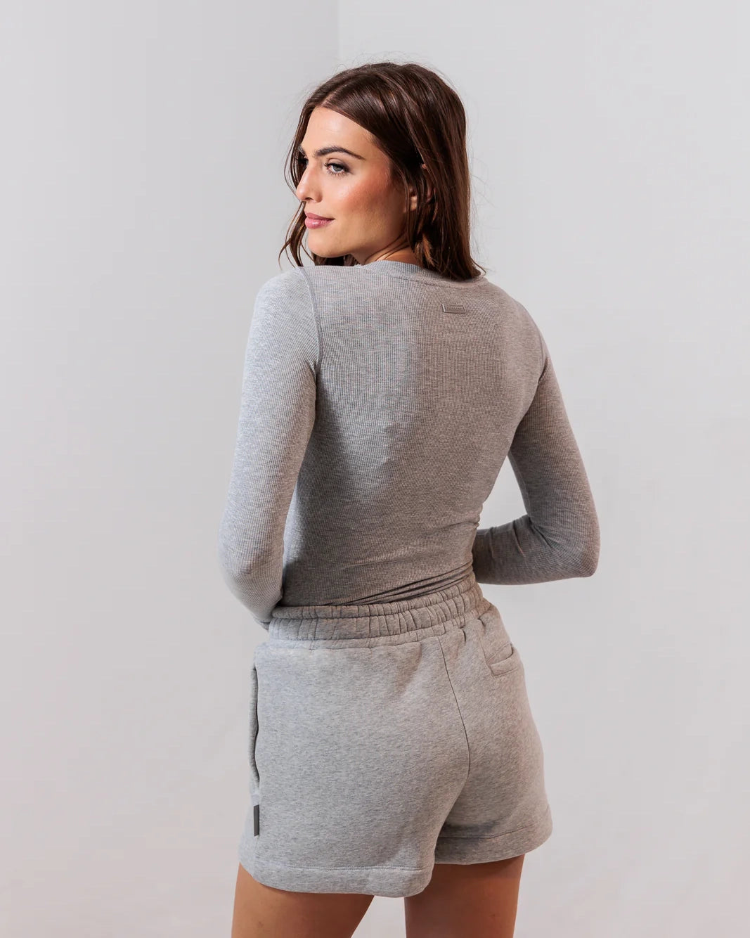 Apres Actif Essential Ribbed Long Sleeve Top in Grey