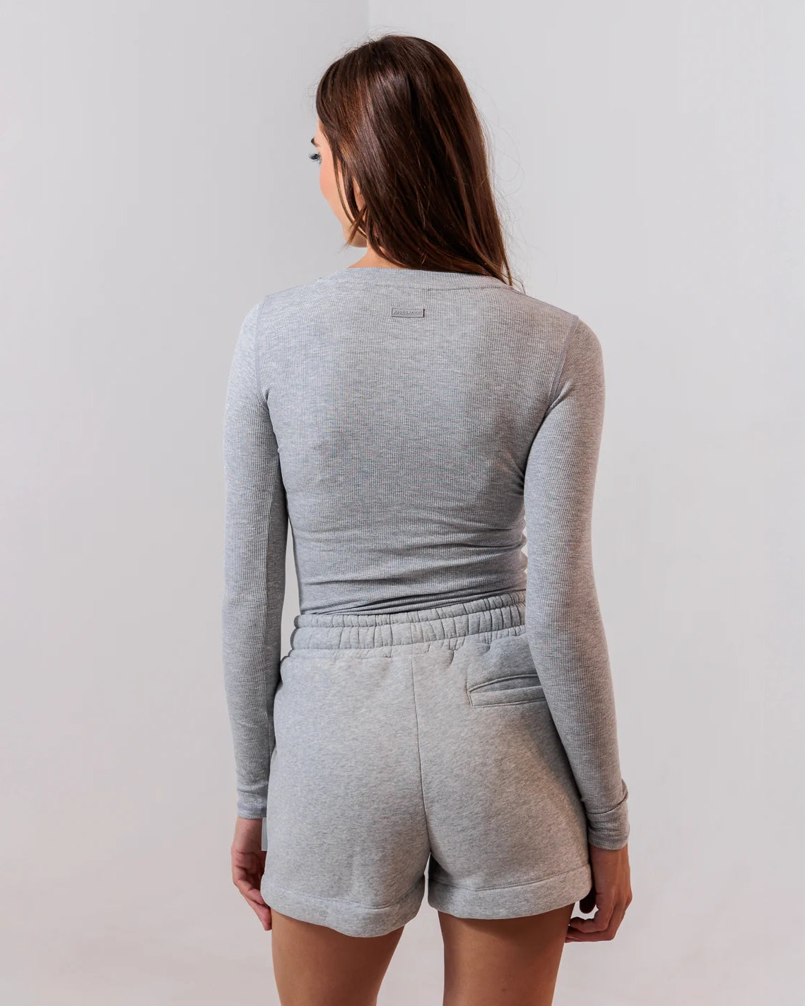 Apres Actif Essential Ribbed Long Sleeve Top in Grey