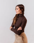 Apres Actif Ribbed Turtleneck in Brown