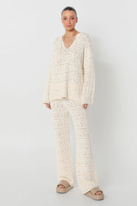 Asha Cream Crochet Long Sleeve Top