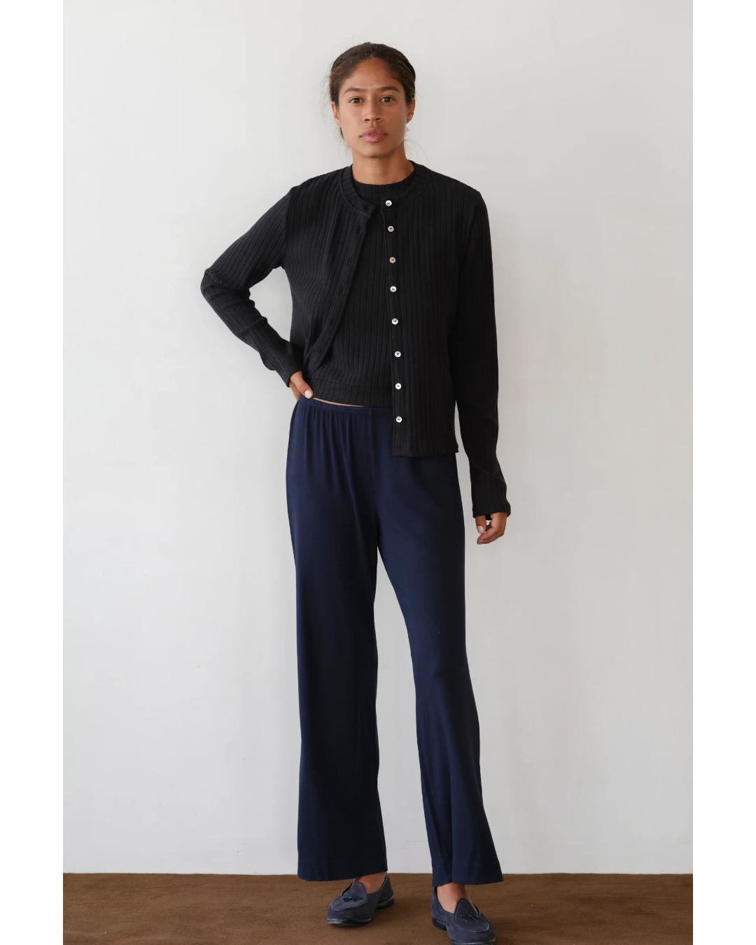 wide leg lounge pant in navy