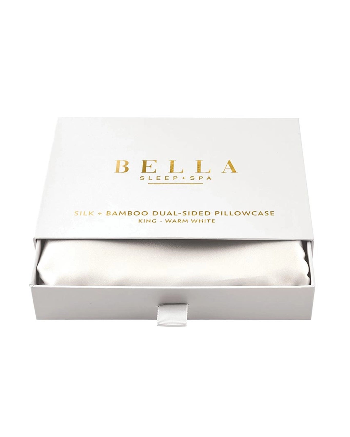 Silk and Bamboo Pillowcase by Bella Sleep and Spa in Warm White in gift box