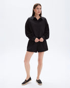 CHRLDRS Simone Eyelets Button Up Shirt in Black