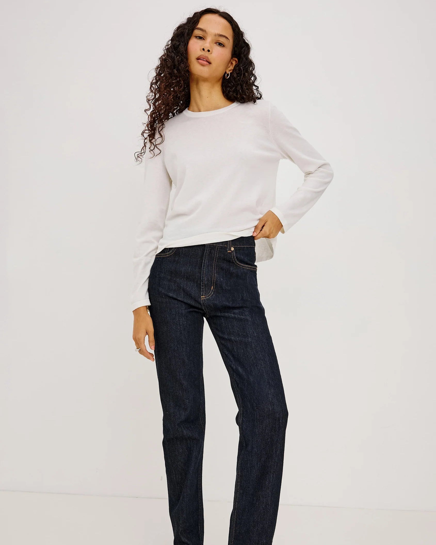 basic long sleeve white tee