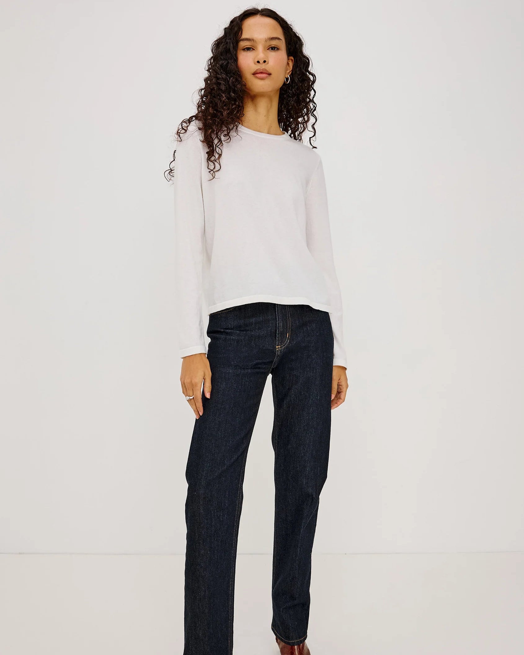 basic long sleeve white tee