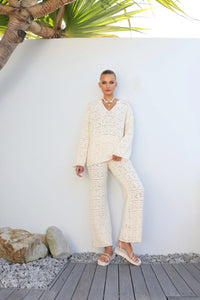 Asha Cream Crochet Long Sleeve Top