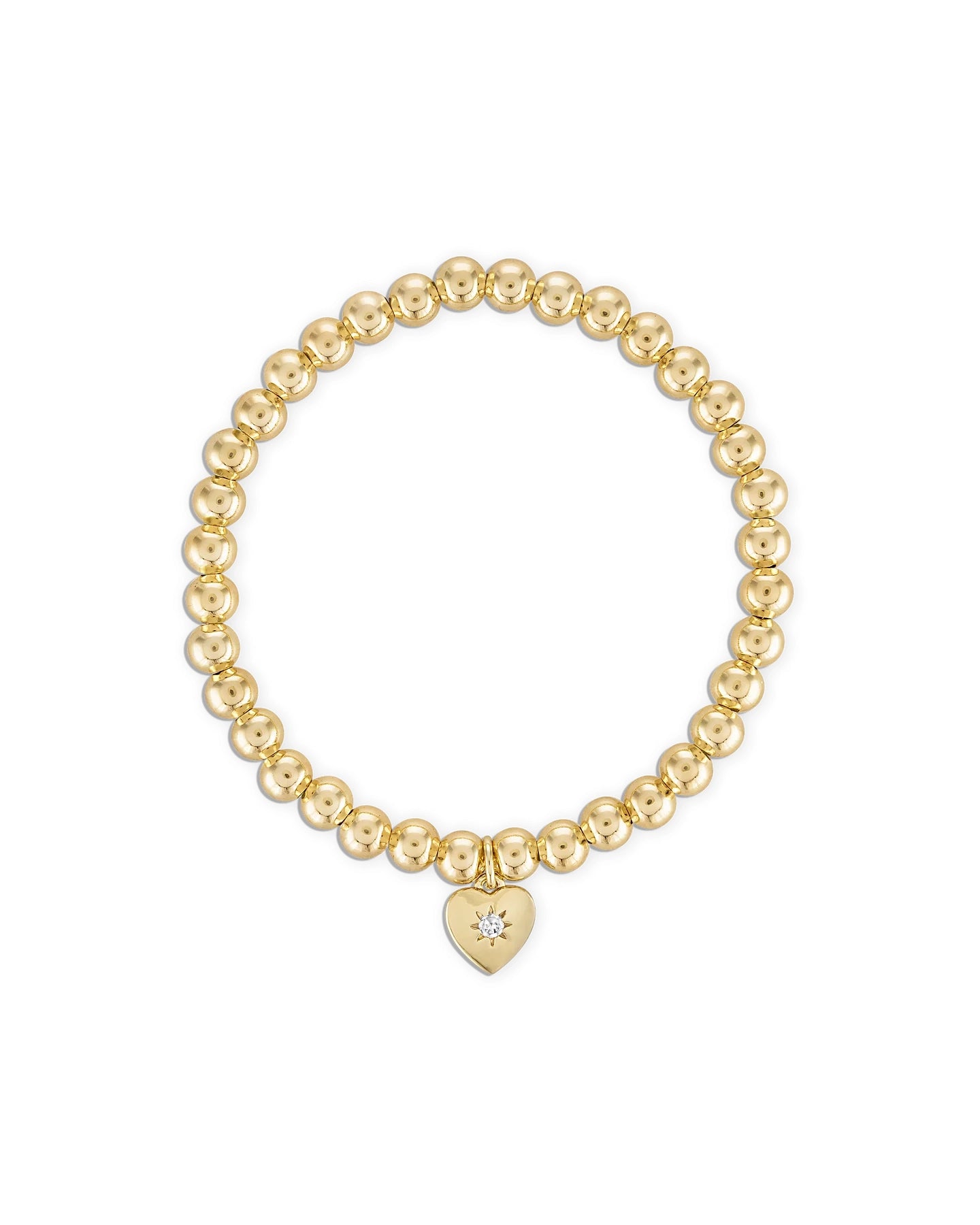 Gold beaded bracelet with a heart-shaped charm