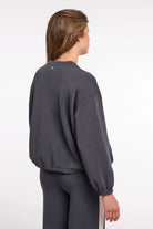 zip sweater with a balloon sleeve 