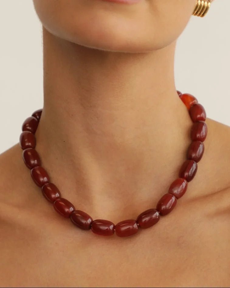 red chunky beaded necklace