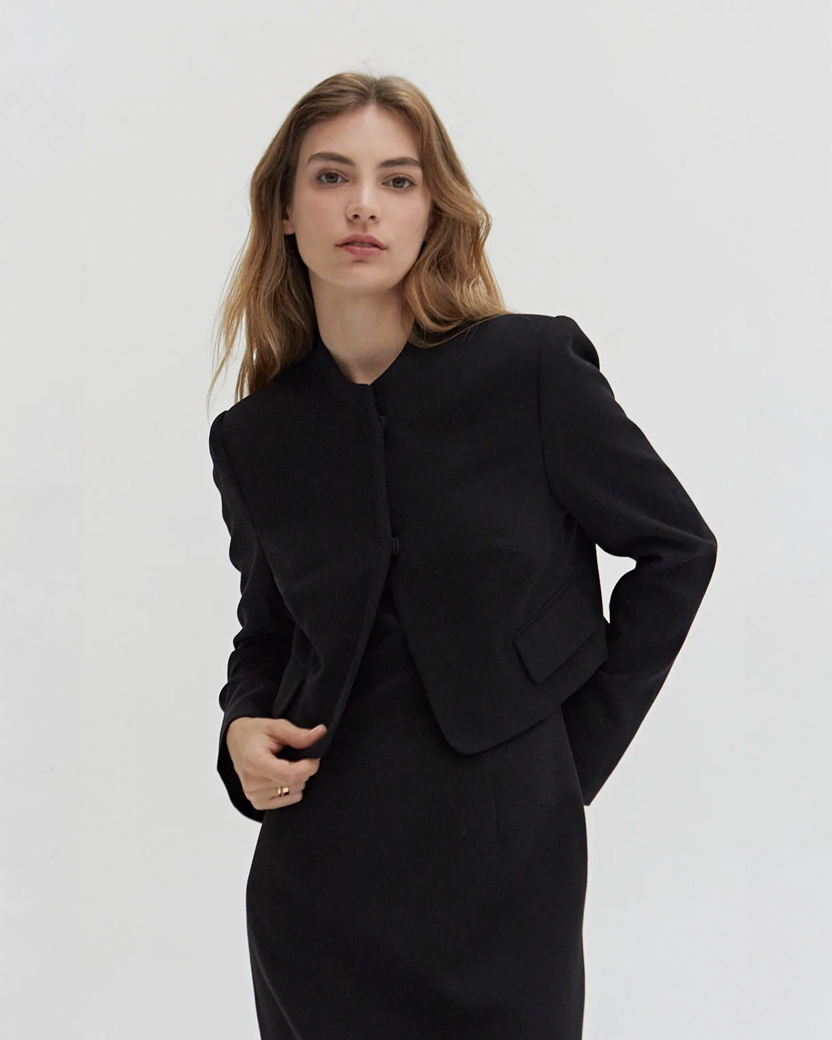 Crescent Lauren Cropped Blazer in Black