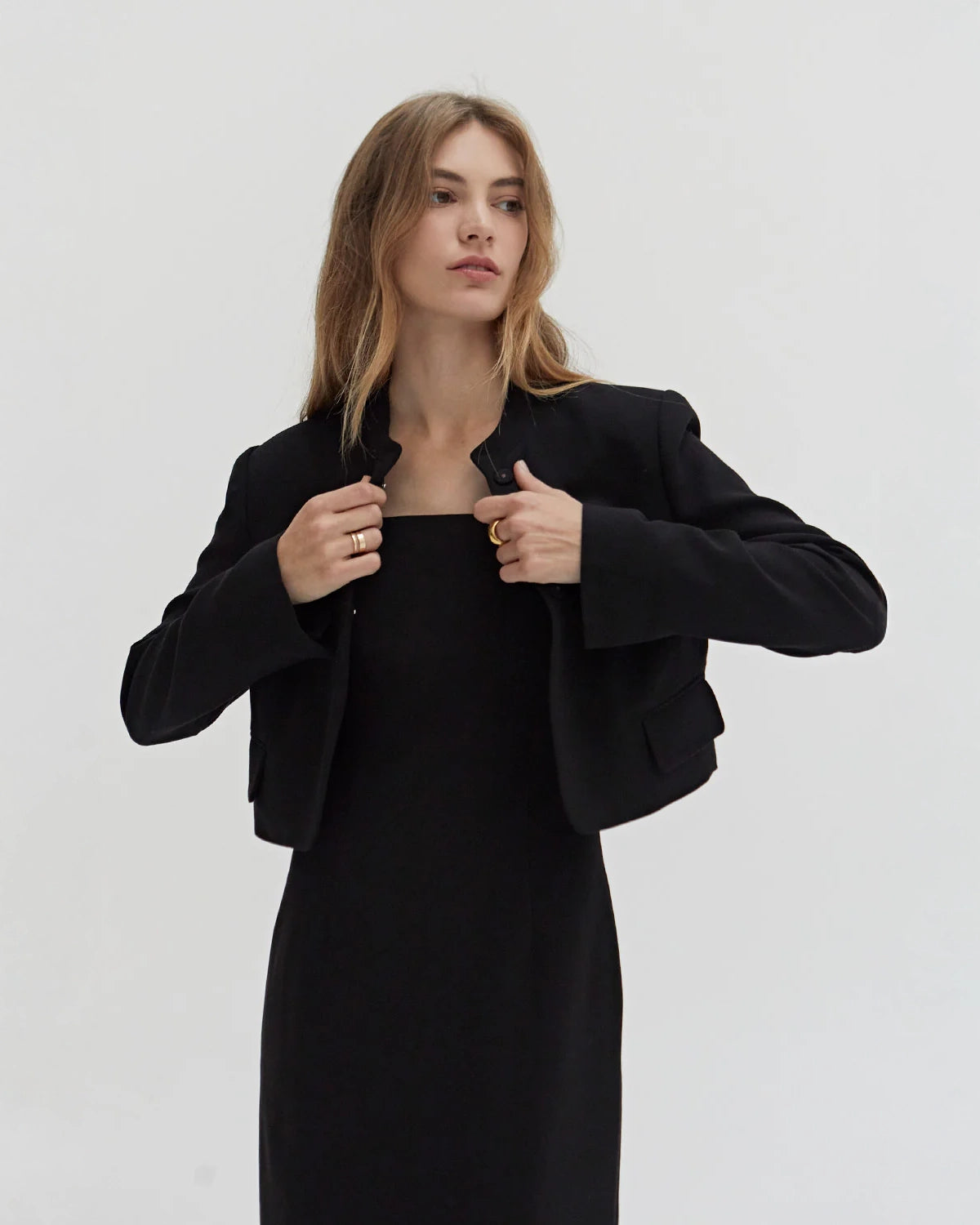 Crescent Lauren Cropped Blazer in Black