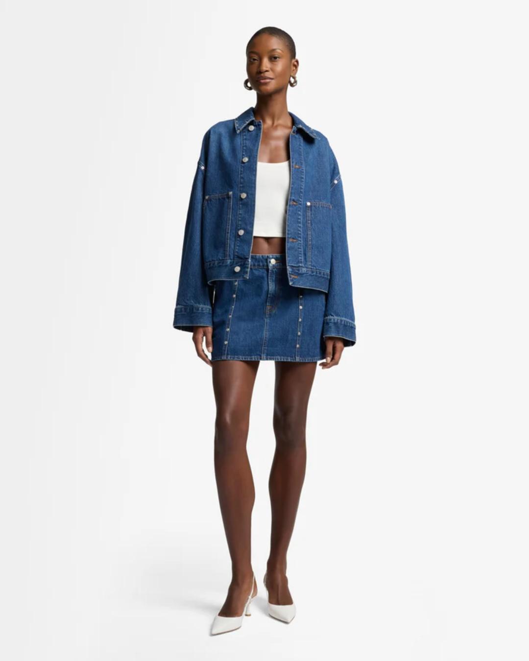 oversized denim jacket with studs 