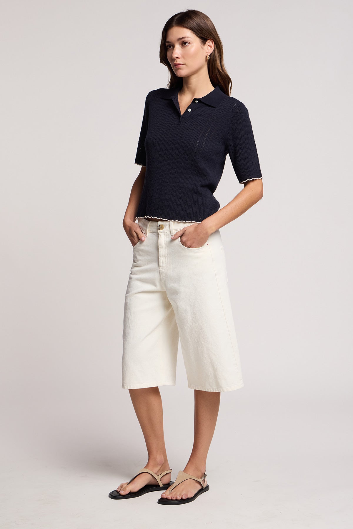 long white denim short