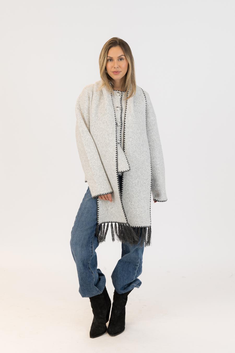 light grey knit coat