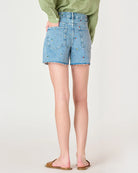 denim jean shorts with a floral embroidered pattern