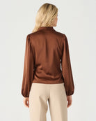 Dex Soft Wrap Blouse in Bronze Colour