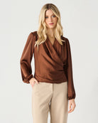 Dex Soft Wrap Blouse in Bronze Colour