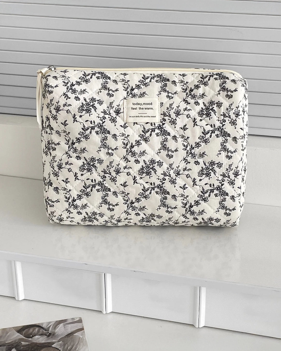 floral-patterned makeup travel bag in medium size