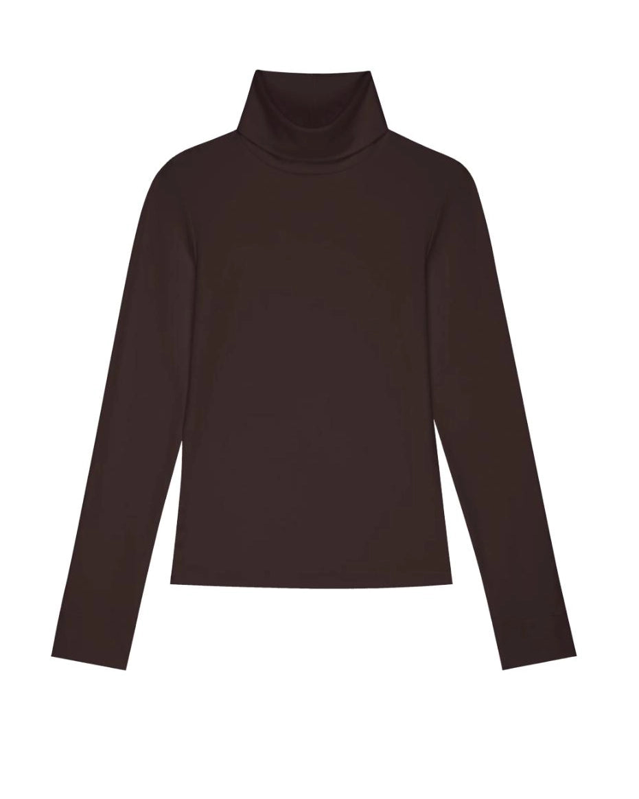 a brown turtleneck rib top 