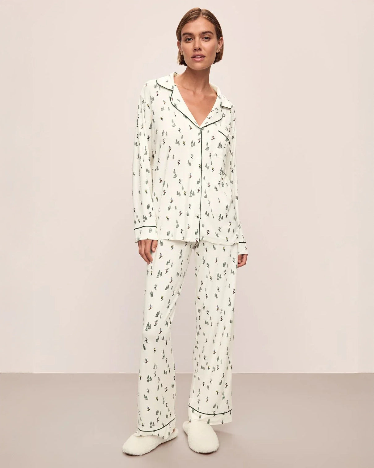 Gisele Printed Long PJ Set Alpine Ski Print Homebody