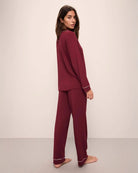 Eberjey Gisele Long Sleeve Pajamas in Cranberry Red