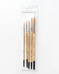 Set of paintbrushes with wooden handle with 'Emily Lex Studio' on it in packaging