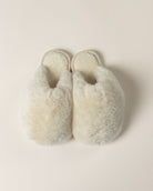 white faux fur slipper slide