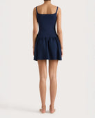 Faithfull the Brand Monique Mini Dress in Navy Blue